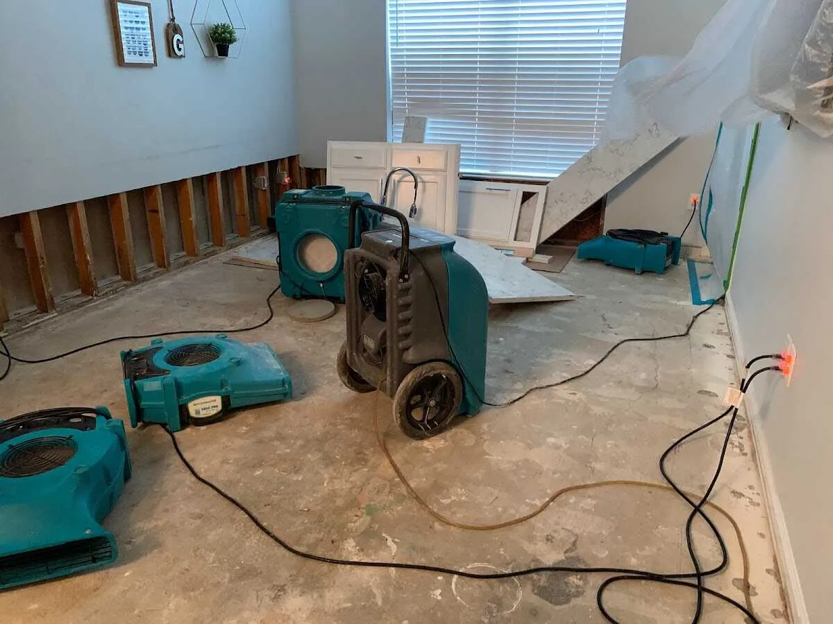 Dehumidifier in flood-cut room for Water Damage Restoration in Grand Island